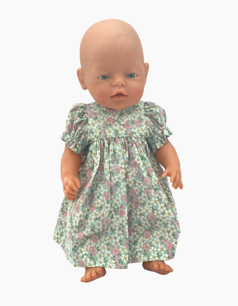 Dress | Blue & Green Floral Collection | Fits Baby Born Doll 43cm