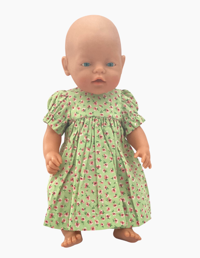 Dress | Blue & Green Floral Collection | Fits Baby Born Doll 43cm