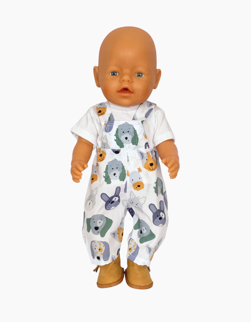 Overalls | Animal Collection | Boys and Girls | Fits Baby Born Doll 43cm