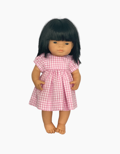 Dress | Gingham & Spots Collection | Fits Miniland Doll 38cm