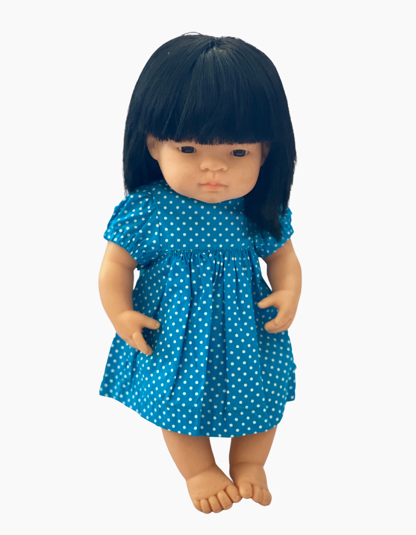 Dress | Gingham & Spots Collection | Fits Miniland Doll 38cm