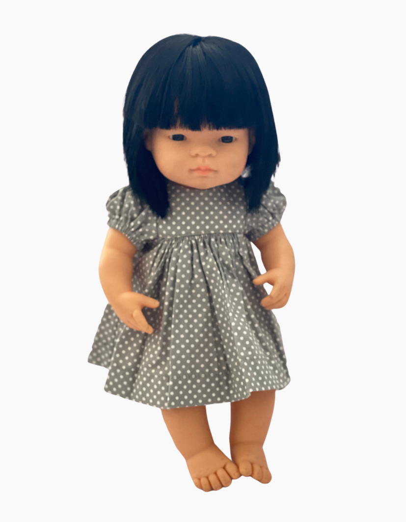 Dress | Gingham & Spots Collection | Fits Miniland Doll 38cm