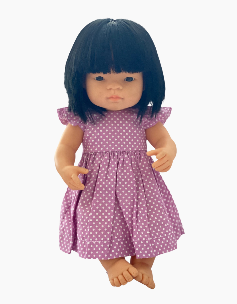 Dress | Gingham & Spots Collection | Fits Miniland Doll 38cm