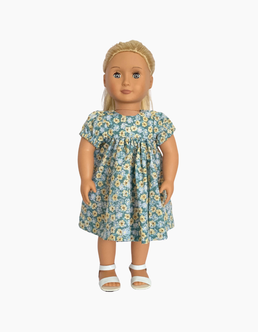 Dress | Blue & Green Floral Collection | Fits Baby Born Doll 43cm