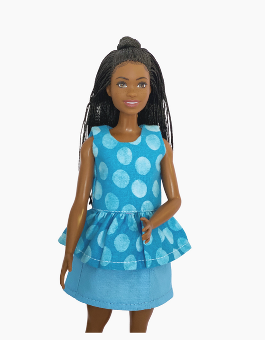 Peplum Tops | Gingham, Spots & Stripes Collection | Fits Barbie Dolls 29cm