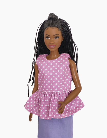 Peplum Tops | Gingham, Spots & Stripes Collection | Fits Barbie Dolls 29cm