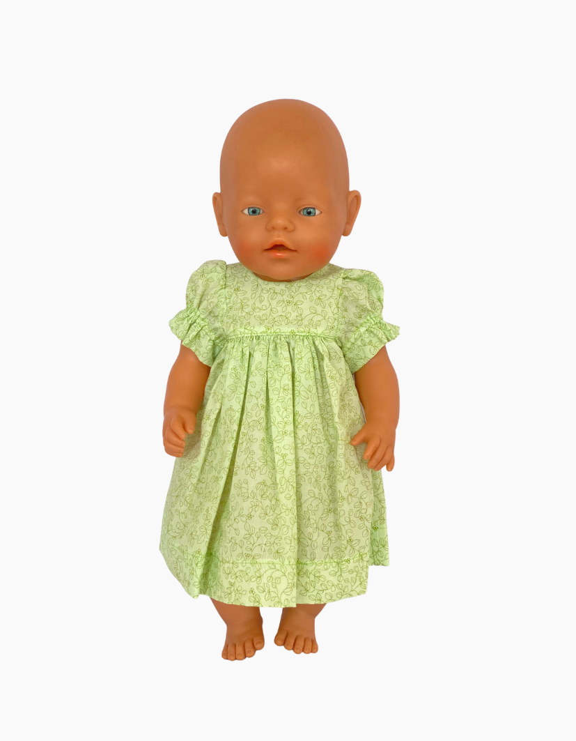 Dress | Blue & Green Floral Collection | Fits Baby Born Doll 43cm