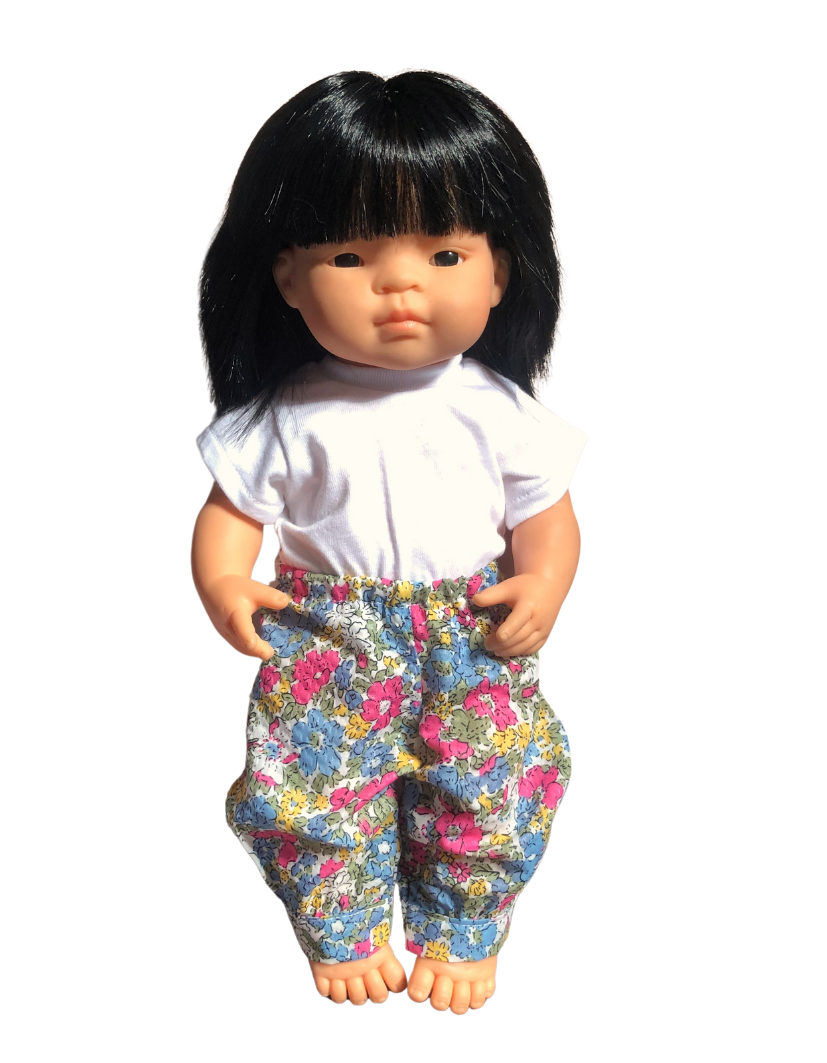 Cuffed Pants | Floral Collection | Fits Miniland Doll 38cm