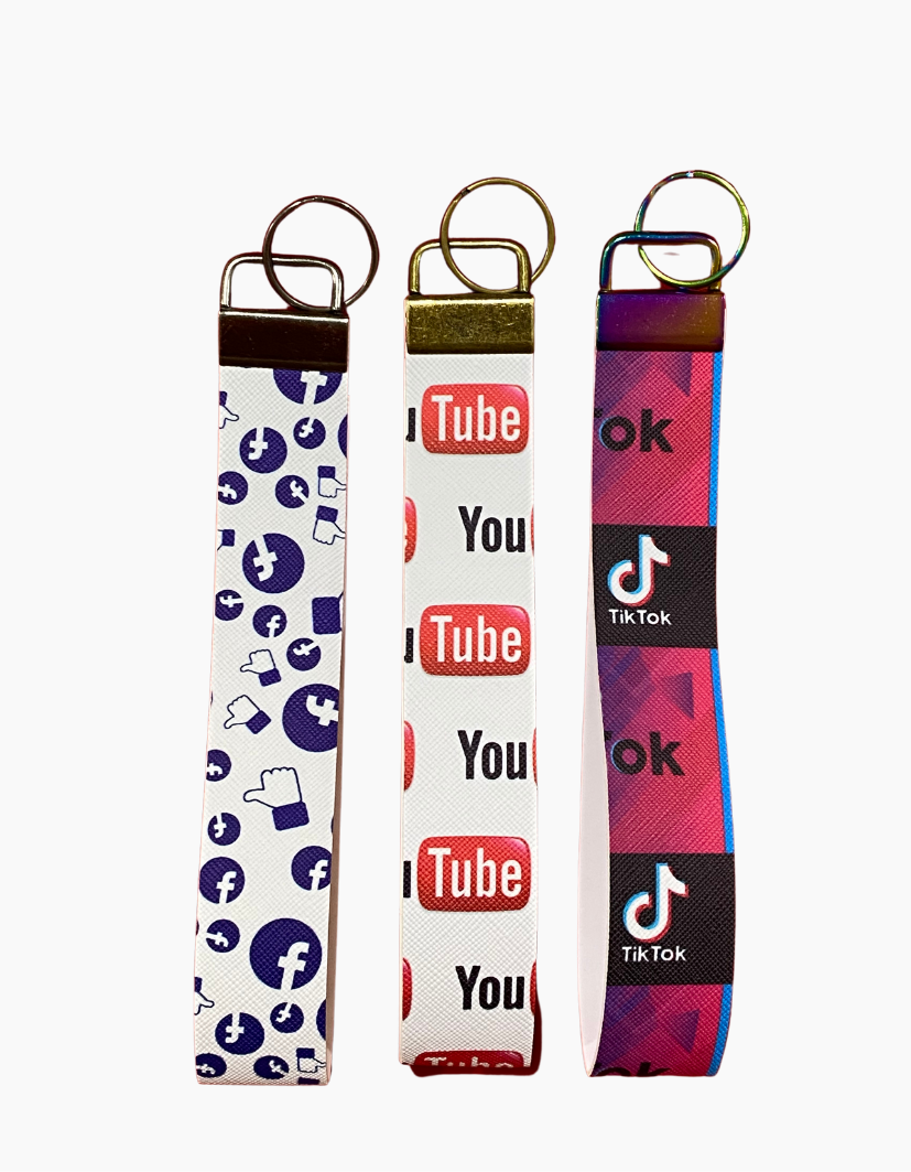 Socials Collection | Wristlet | Key Ring | Bag Tag | Free Shipping